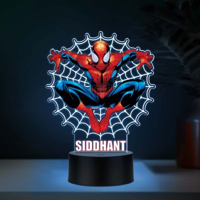 Personalized SpiderMan369 UV Print 7-Color 3D Illusion Night Light – Custom Name Lamp Marvel Superhero Gift for Boys